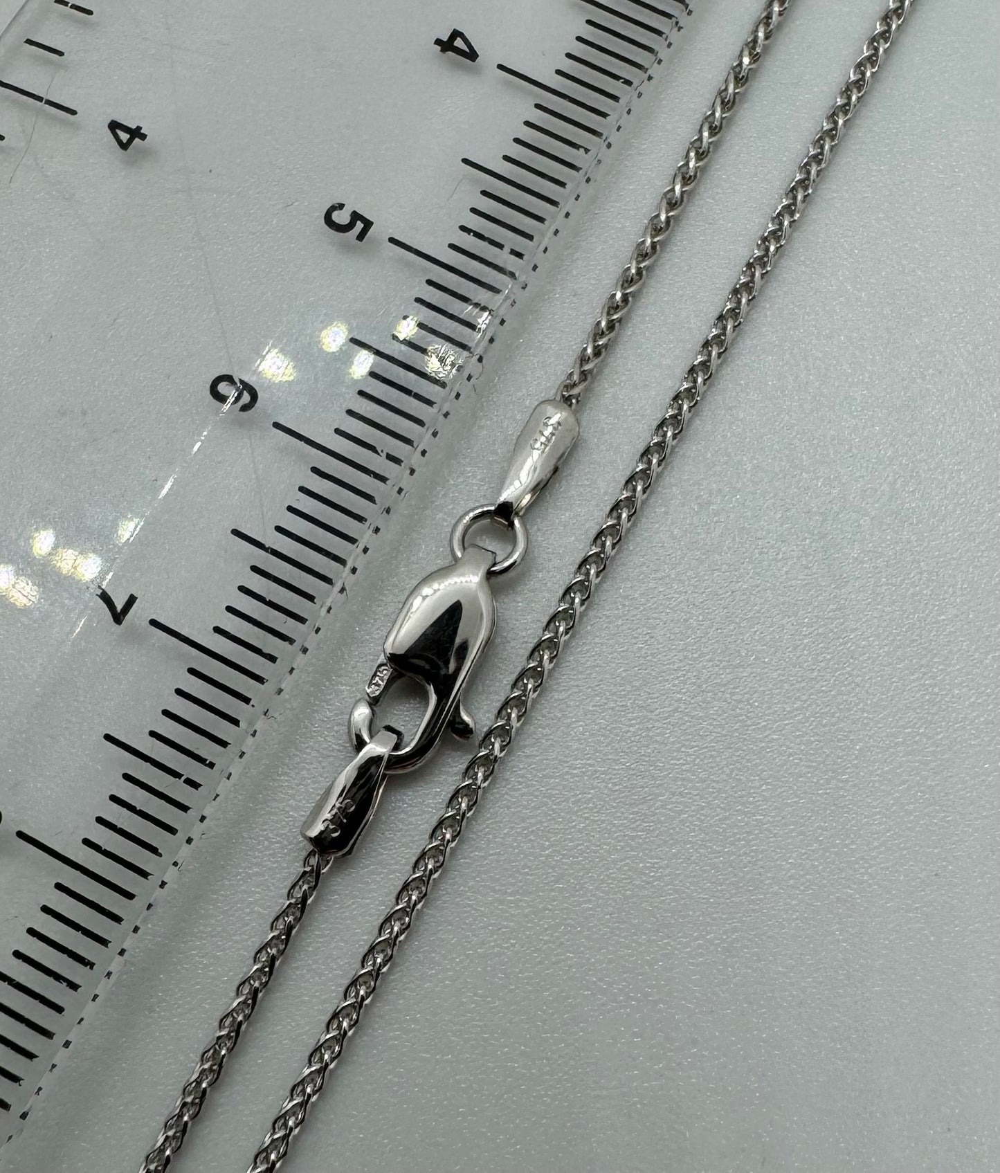 9ct White Gold 1.2mm Diamond Cut Solid Spiga Rope Chain Various Lengths (057A)