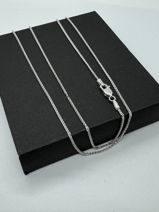 9ct White Gold 1.2mm Diamond Cut Solid Spiga Rope Chain Various Lengths (057A)