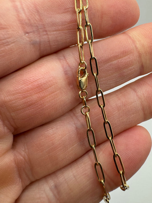 9ct Yellow Gold 2.7mm Paperclip Link Chain Various Lengths (093B)