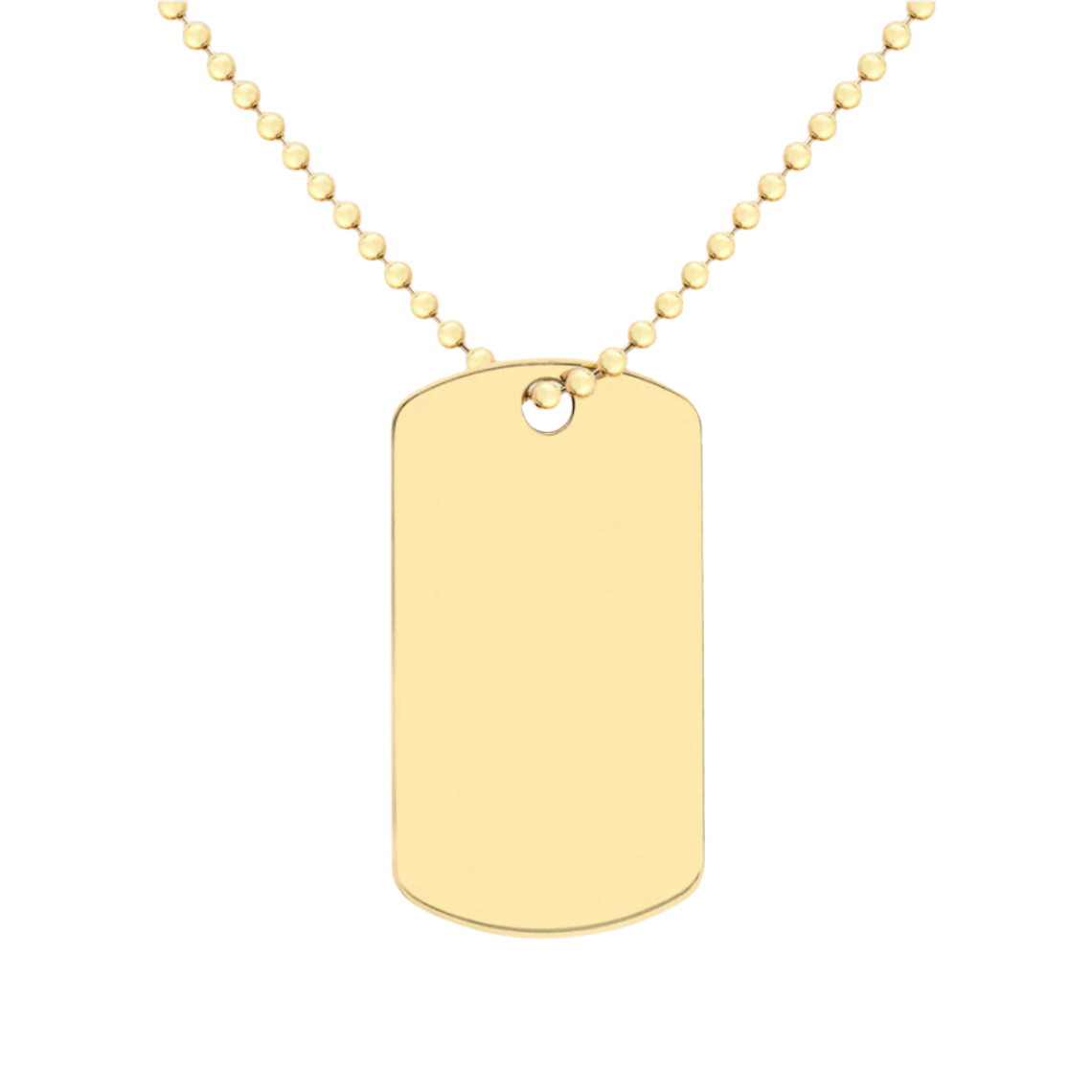 9ct Yellow Gold Dog Tag on Ball Chain Necklace 20 Inch (3395)