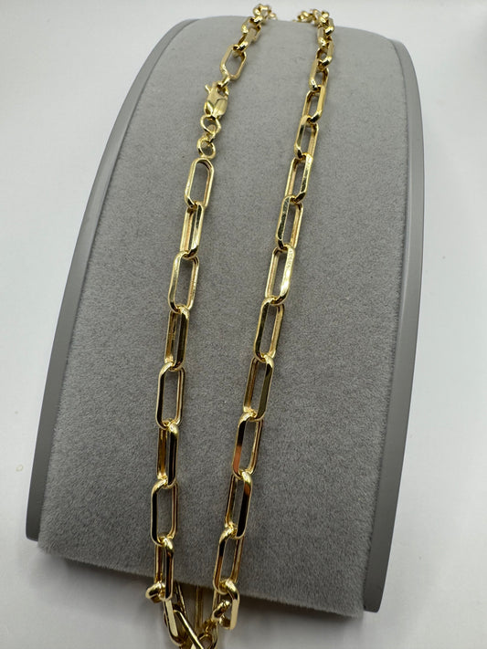 9ct Yellow Gold 4.8mm Paperclip Link Hollow Necklace Chain (0554)