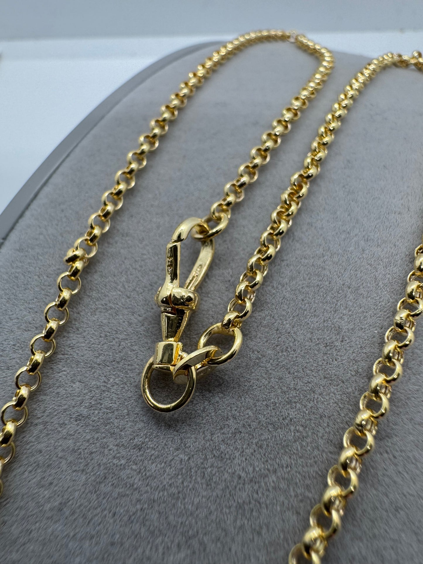 9ct Yellow Gold T-Bar Belcher Chain Albert-Clasp 18" Necklace (2264)