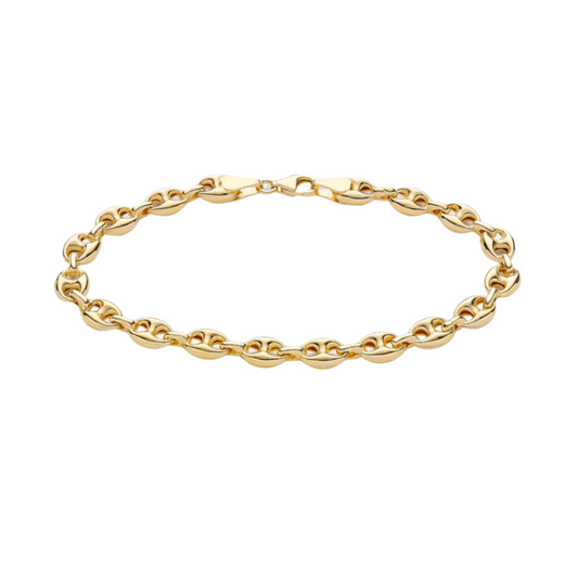 9ct Yellow Gold 6mm Rambo Puffed Link Chain 7.5 Inch Bracelet (0062)