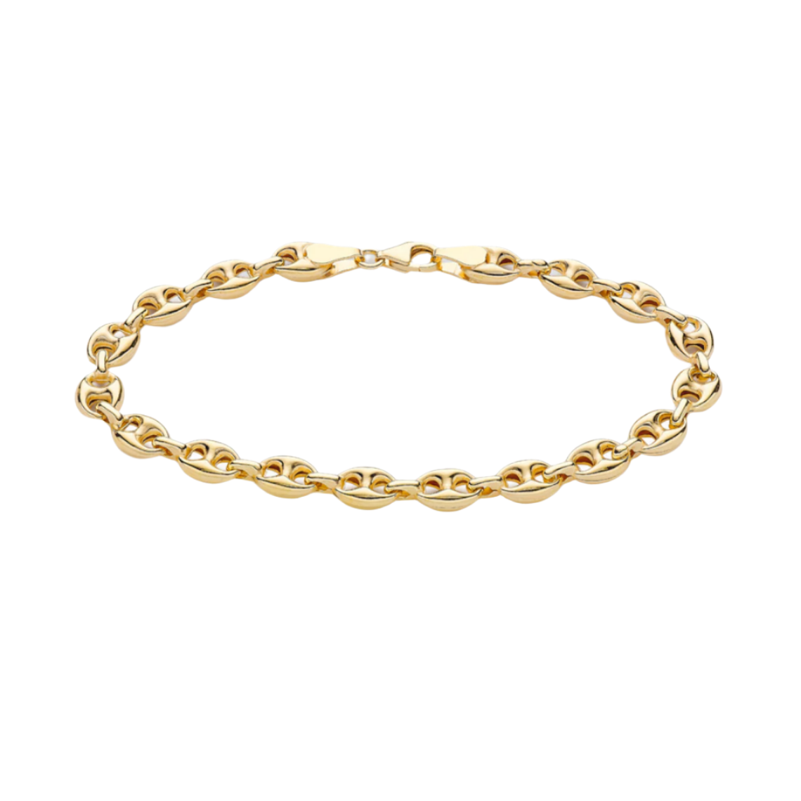 9ct Yellow Gold 6mm Mariner Puffed Link Chain 7.5 Inch Bracelet (0062)