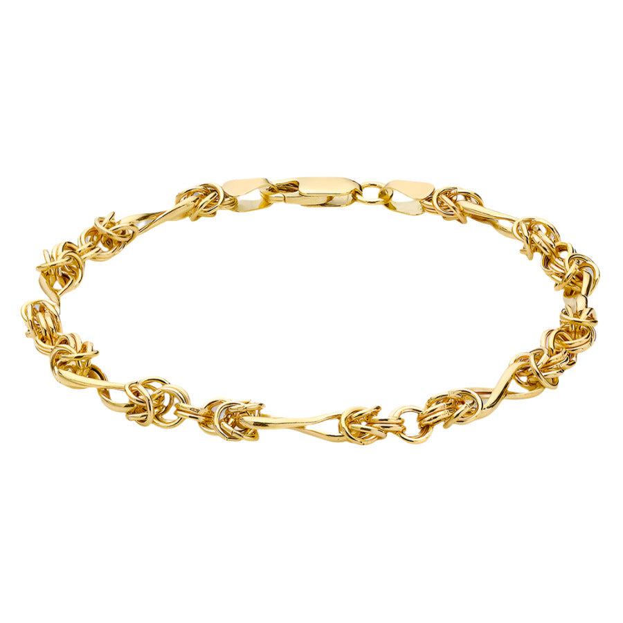9ct Yellow Gold 4mm Width Twist Byzantine Bracelet 7 Inches / 18cm (2381)