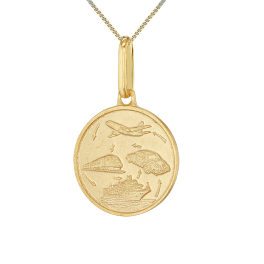 9ct Yellow Gold St.Christopher Travel Reversible Pendant  (7729)