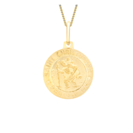 9ct Yellow Gold 23mm St.Christopher Satin Effect Pendant  (7719)