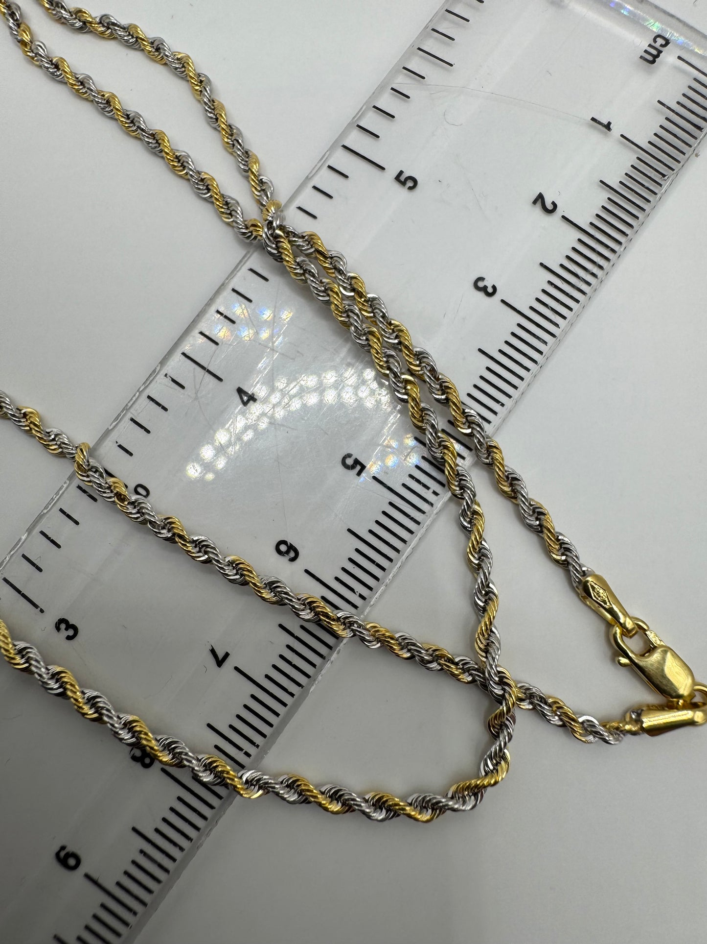 9ct Yellow and White Gold Hollow Diamond Cut Rope Chain Various Lengths (0083)