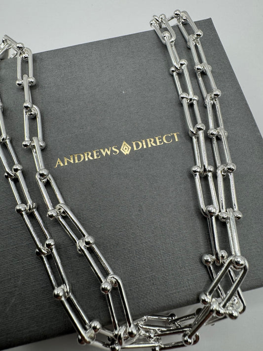 Sterling Silver Industrial / Fancy Paperlink Chain 20 Inch / 50cm (0385)