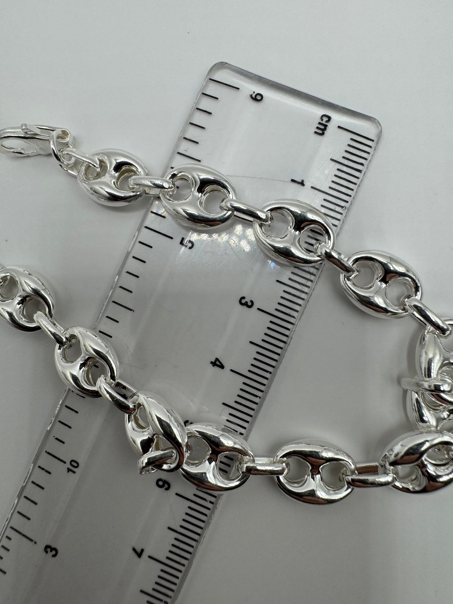 Sterling Silver Gucci Styled and Oval Chain Bracelet 8.5 Inch / 21.5cm (6634)