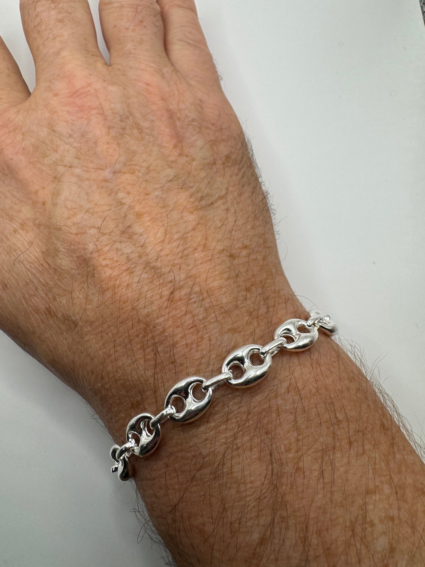 Sterling Silver Gucci Styled and Oval Chain Bracelet 8.5 Inch / 21.5cm (6634)