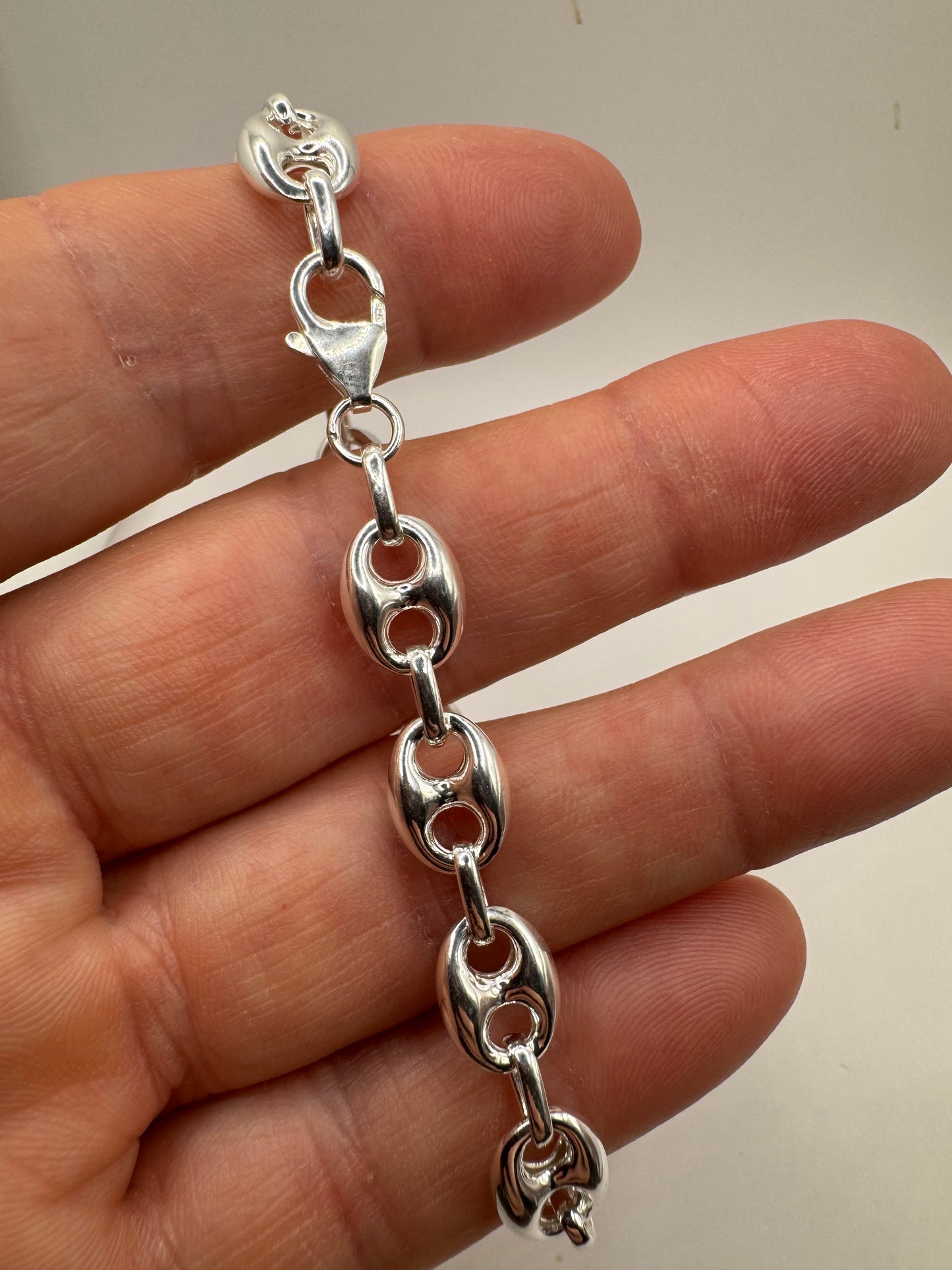 Sterling Silver Gucci Styled and Oval Chain Bracelet 8.5 Inch / 21.5cm (6634)