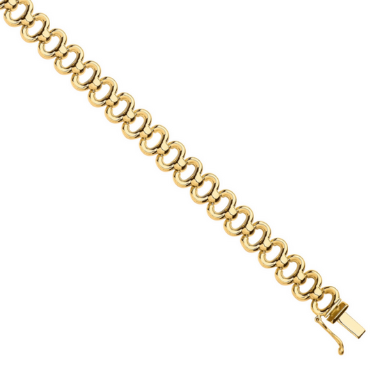 9ct Yellow Gold 8mm Oval Shaped Links 7.5 Inch Bracelet