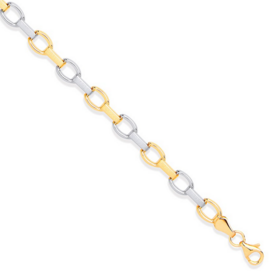 9ct Yellow and White Gold Fancy Link Bracelet