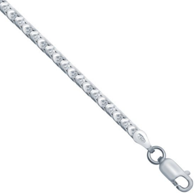 Sterling Silver 2.5mm Solid Square Cut Franco Chain Various Lengths (022A)