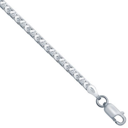 Sterling Silver 2.5mm Solid Square Cut Franco Chain Various Lengths (022A)