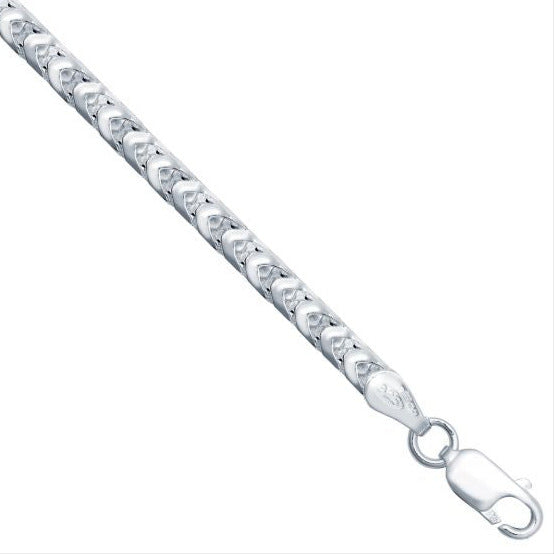 Sterling Silver 3mm Solid Square Cut Franco Chain Various Lengths (022B)