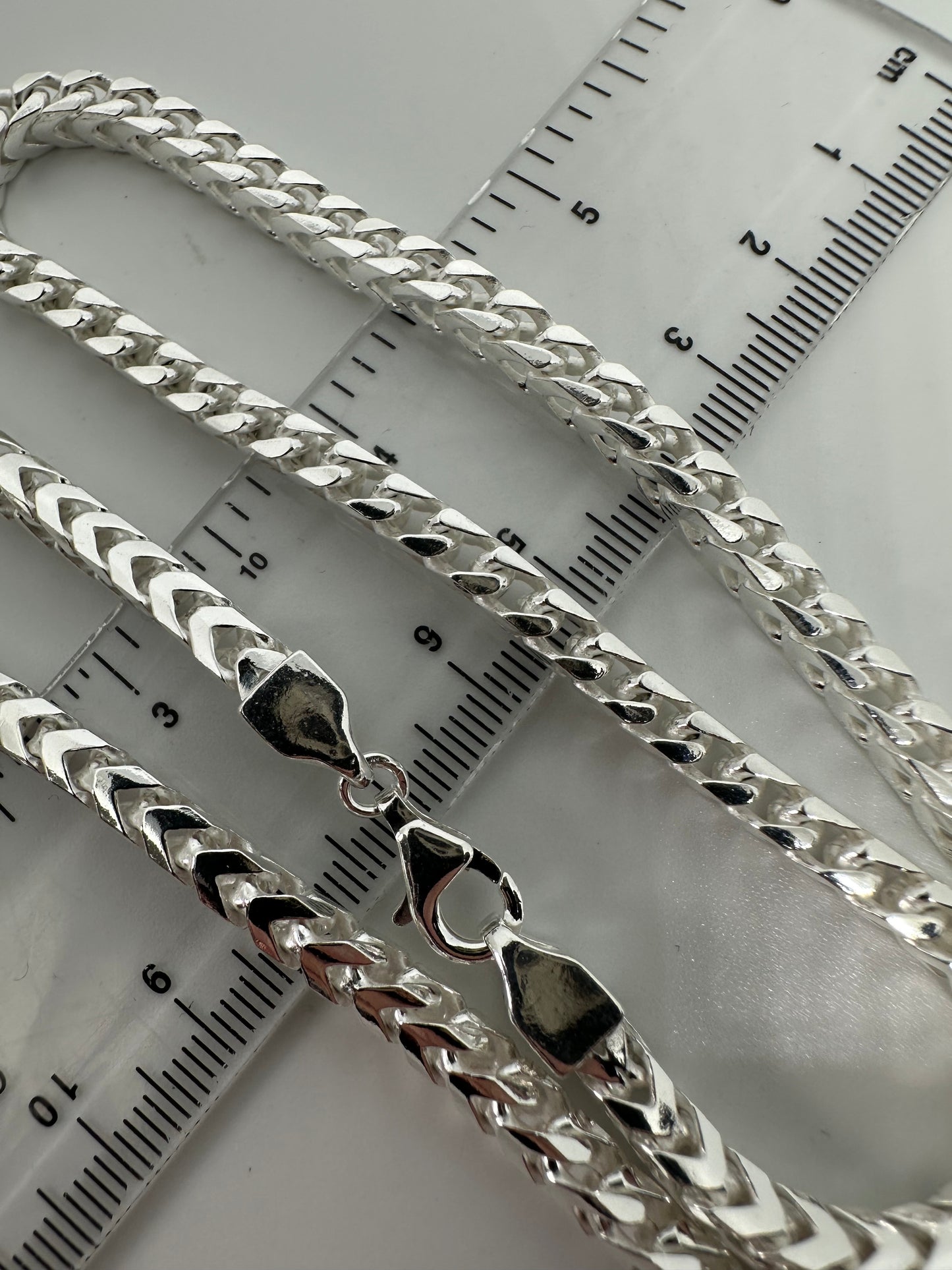 Sterling Silver 4.4mm Solid Square Cut Franco Chain Various Lengths (022D)