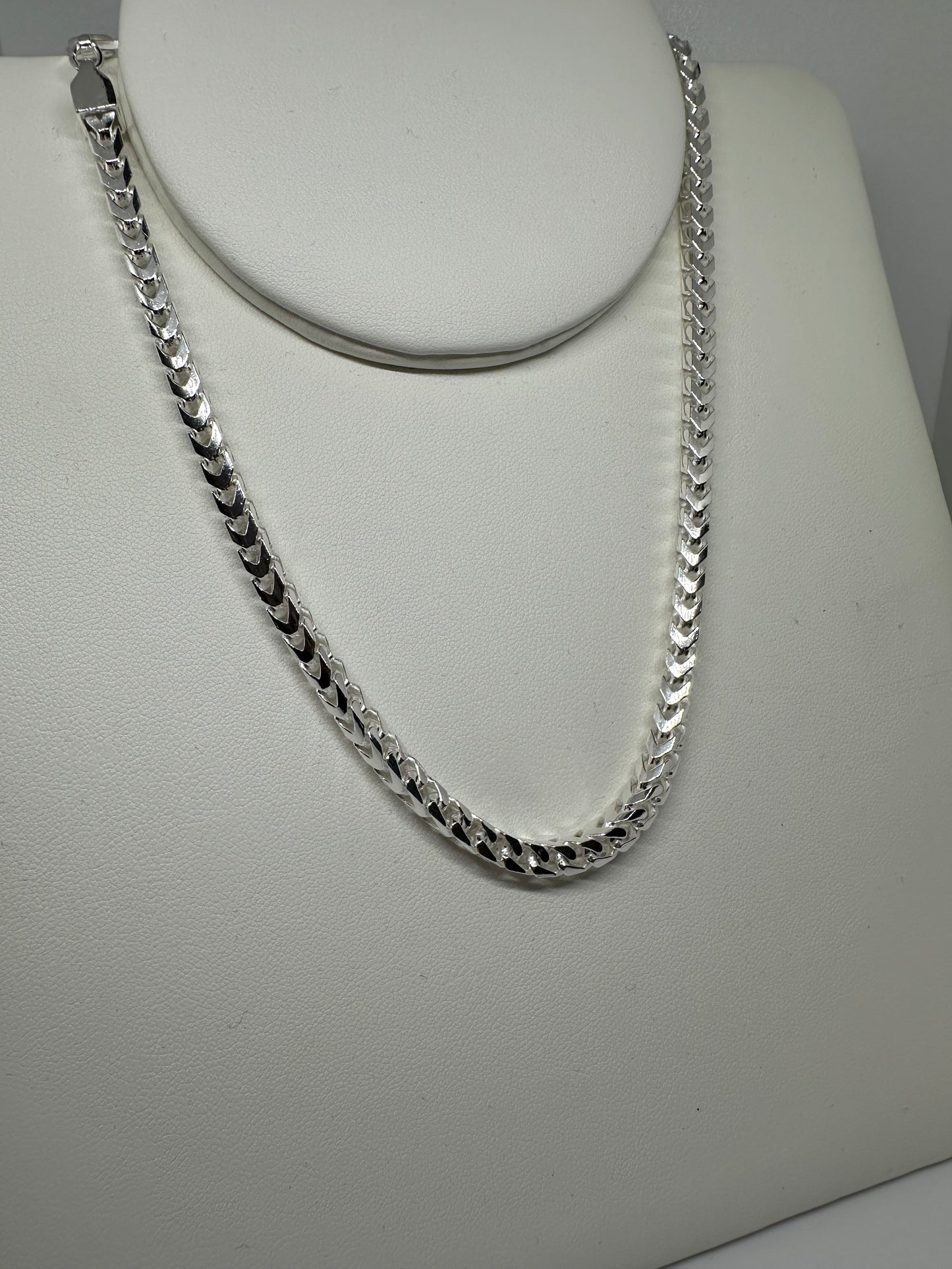 Sterling Silver 4.4mm Solid Square Cut Franco Chain Various Lengths (022D)