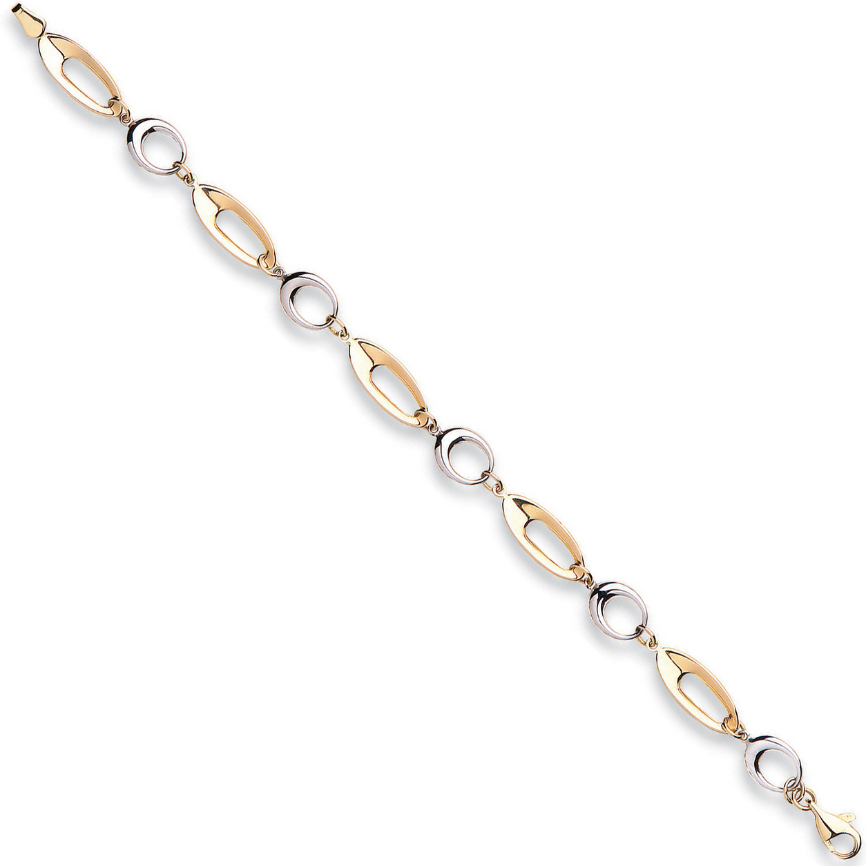 9ct Yellow and White Gold Ovals Link Bracelet (0597)