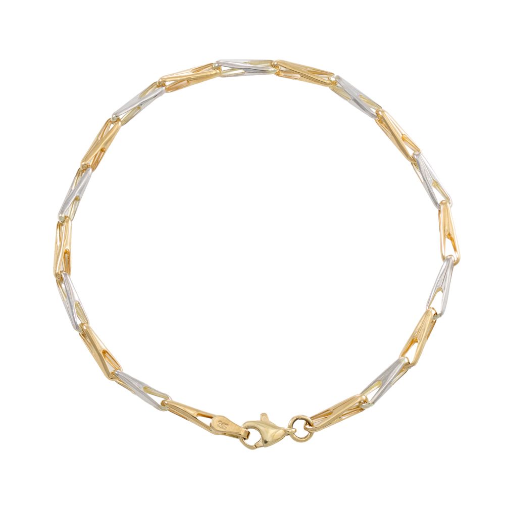 9ct Yellow and White Gold Fancy Link Bracelet 7.5 Inch (0554)