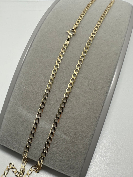 9ct Yellow Gold Flat Bevelled 2.5mm Curb Chain Various Lengths (193)