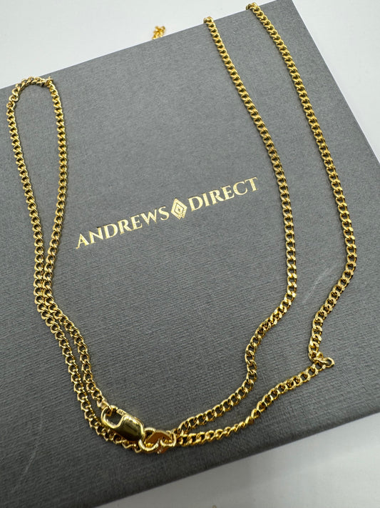 9ct Yellow Gold 1.7mm Semi Solid Close Curb Chain Various Lengths (278)