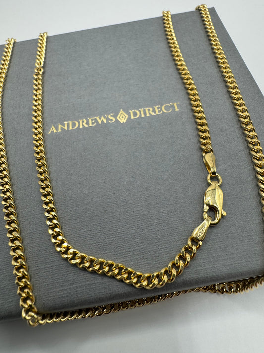 9ct Yellow Gold 3mm Semi Solid Close Curb Chain (281)