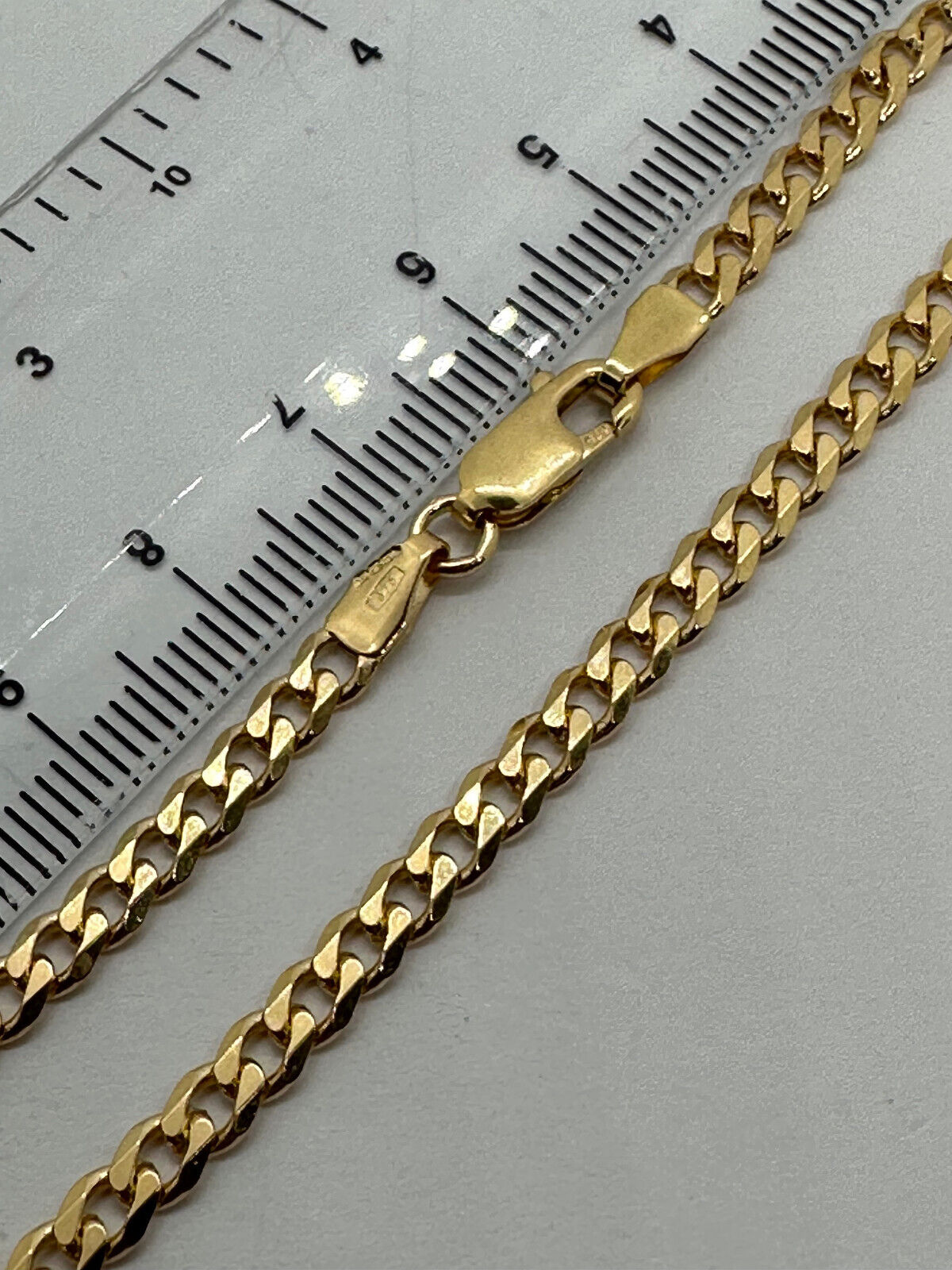 9ct Yellow Solid Gold 3.8mm Curb Link Bracelet (0019)