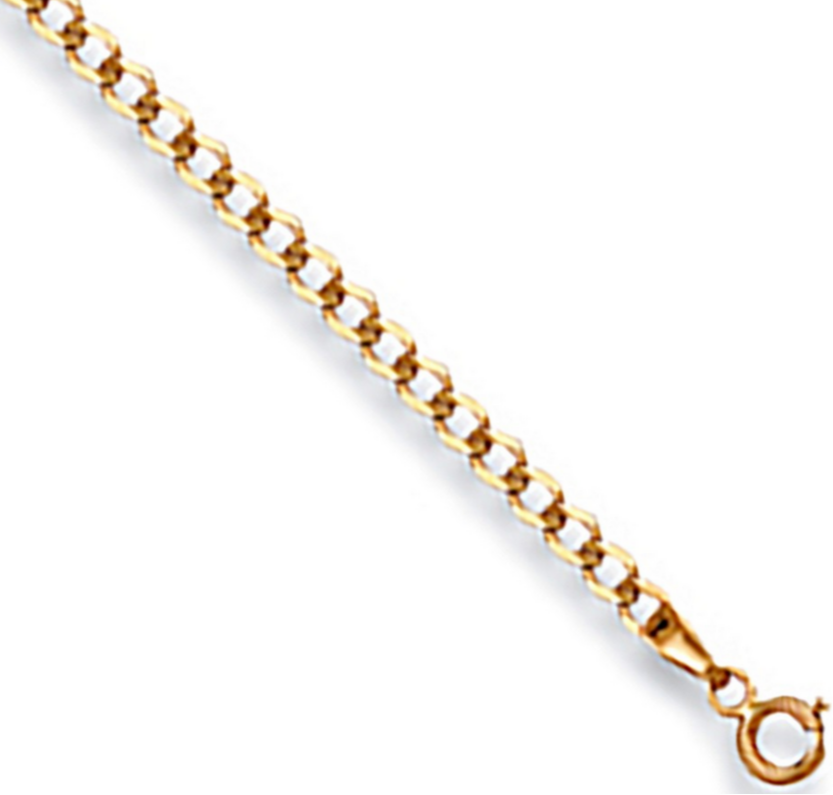 9ct Yellow Gold 2.7mm Solid Flat Curb Chain Various Lengths (0040)