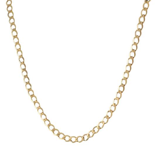9ct Yellow Gold 2.7mm Solid Flat Curb Chain Various Lengths (0040)