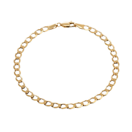 9ct Yellow Gold 4.2mm Solid Flat Curb Chain Bracelet (0043)
