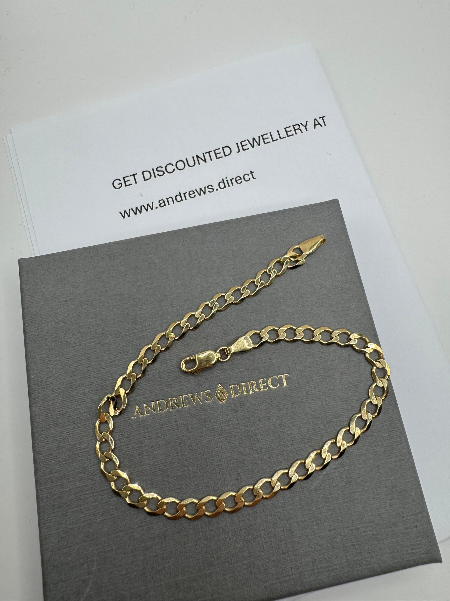 9ct Yellow Gold 4.2mm Solid Flat Curb Chain Bracelet (0043)