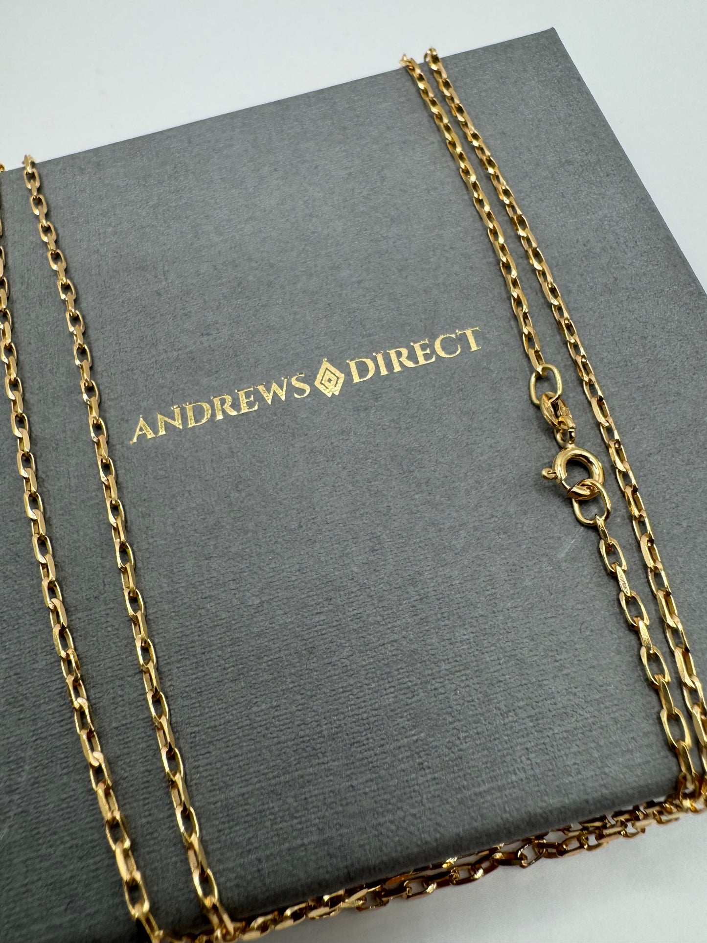 9ct Yellow Gold 1.9mm Diamond Cut Belcher Link Chain Various Lengths (0064)