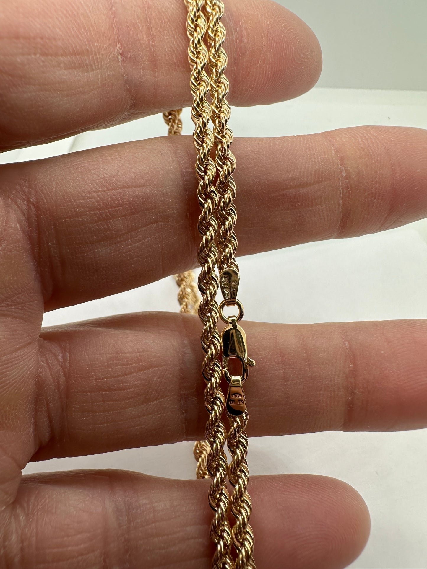 9ct Yellow Gold 3.2mm Hollow Rope Chain Various Lengths (0137)