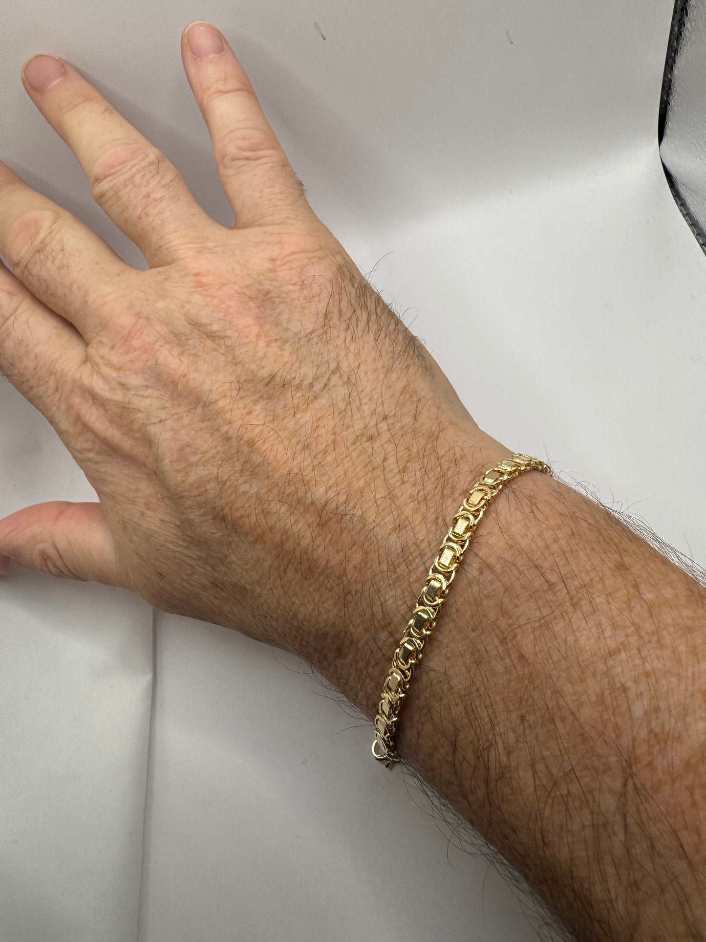 9ct Yellow Gold 5.3mm Byzantine Chain Link Bracelet 7.5 Inch (0150)