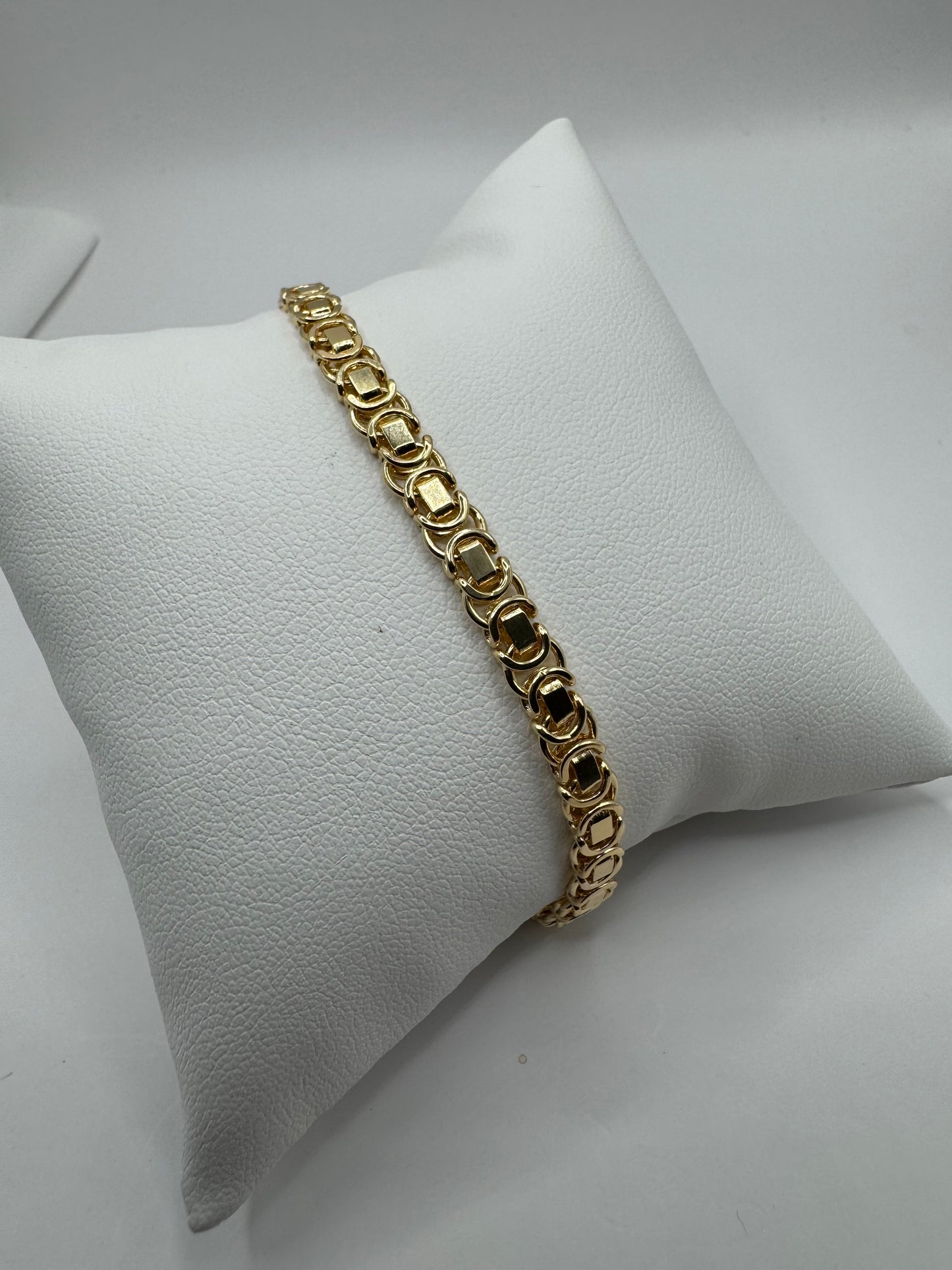 9ct Yellow Gold 5.3mm Byzantine Chain Link Bracelet 7.5 Inch (0150)