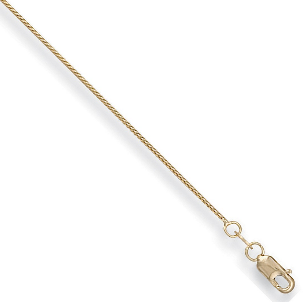 9ct Yellow Gold 1 Round Snake Chain Lobster Clasp Various Lengths (0232)