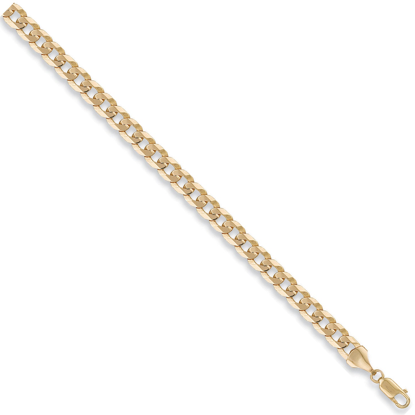 9ct Yellow Gold 6.7mm Flat Curb Chain Bracelet 7.5 Inches / 19cm (0381)