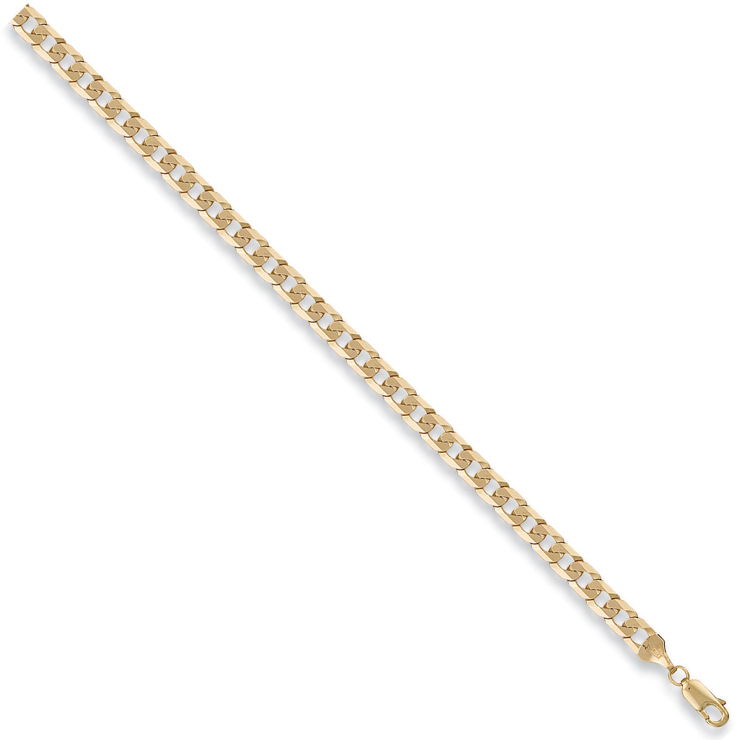 9ct Yellow Gold 5.5mm Solid Flat Curb 7.5 Inches Bracelet Chain (0408)