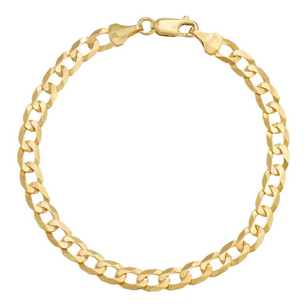 9ct Yellow Gold 5.5mm Solid Flat Curb 7.5 Inches Bracelet Chain (0408)
