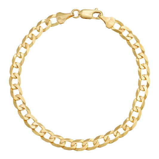 9ct Yellow Gold 5.5mm Solid Flat Curb 7.5 Inches Bracelet Chain (0408)