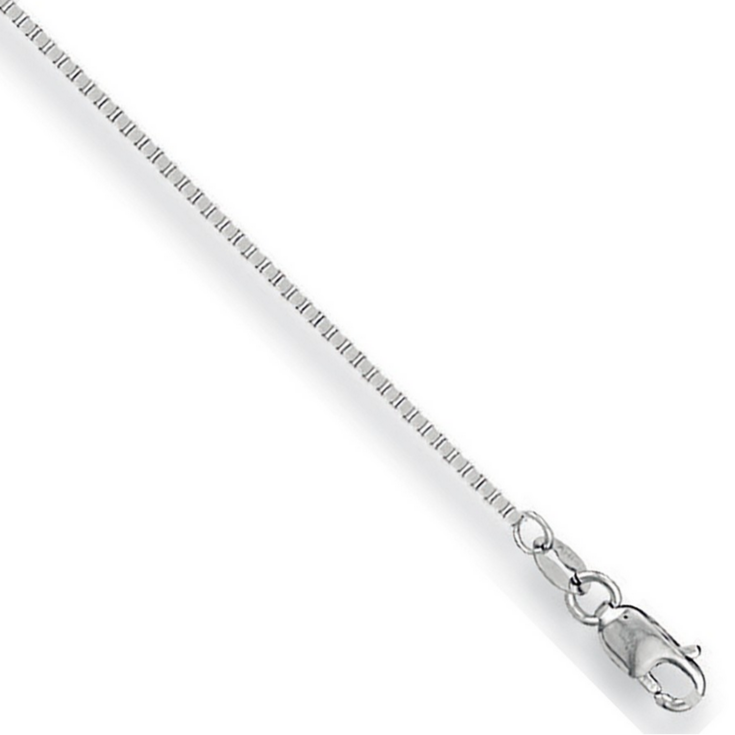 9ct White Solid Gold 1mm Box Neck Chain Various Lengths (0454)