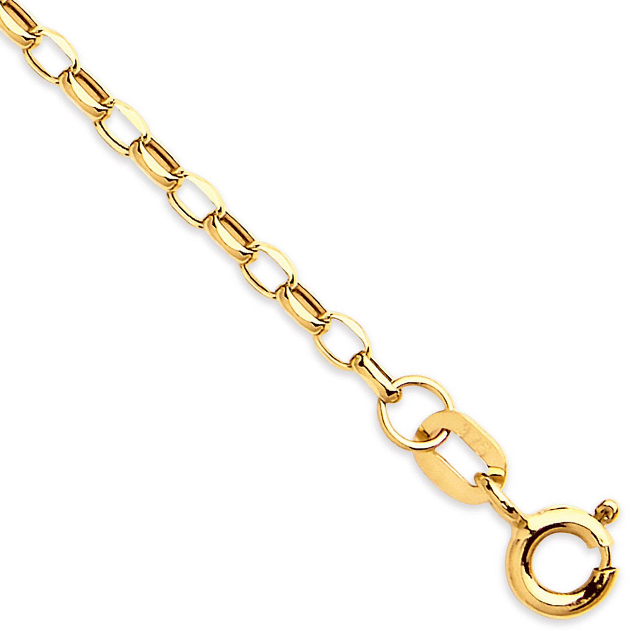 9ct Yellow Gold 2.2mm Oval Hollow Belcher Chain Various Lengths (0461)