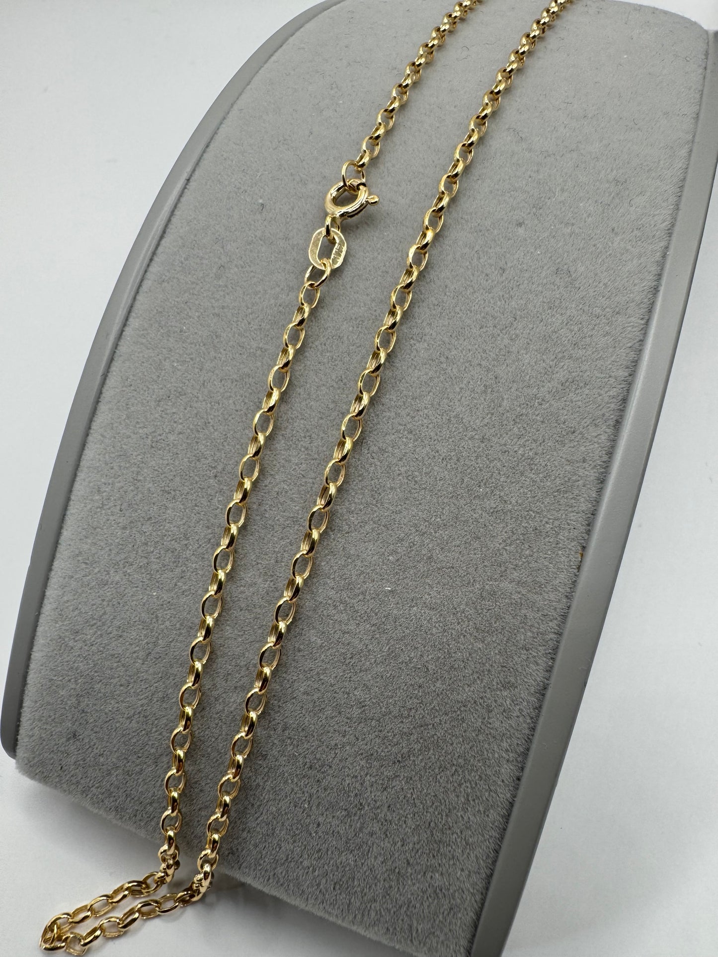 9ct Yellow Gold 2.2mm Oval Hollow Belcher Chain Various Lengths (0461)