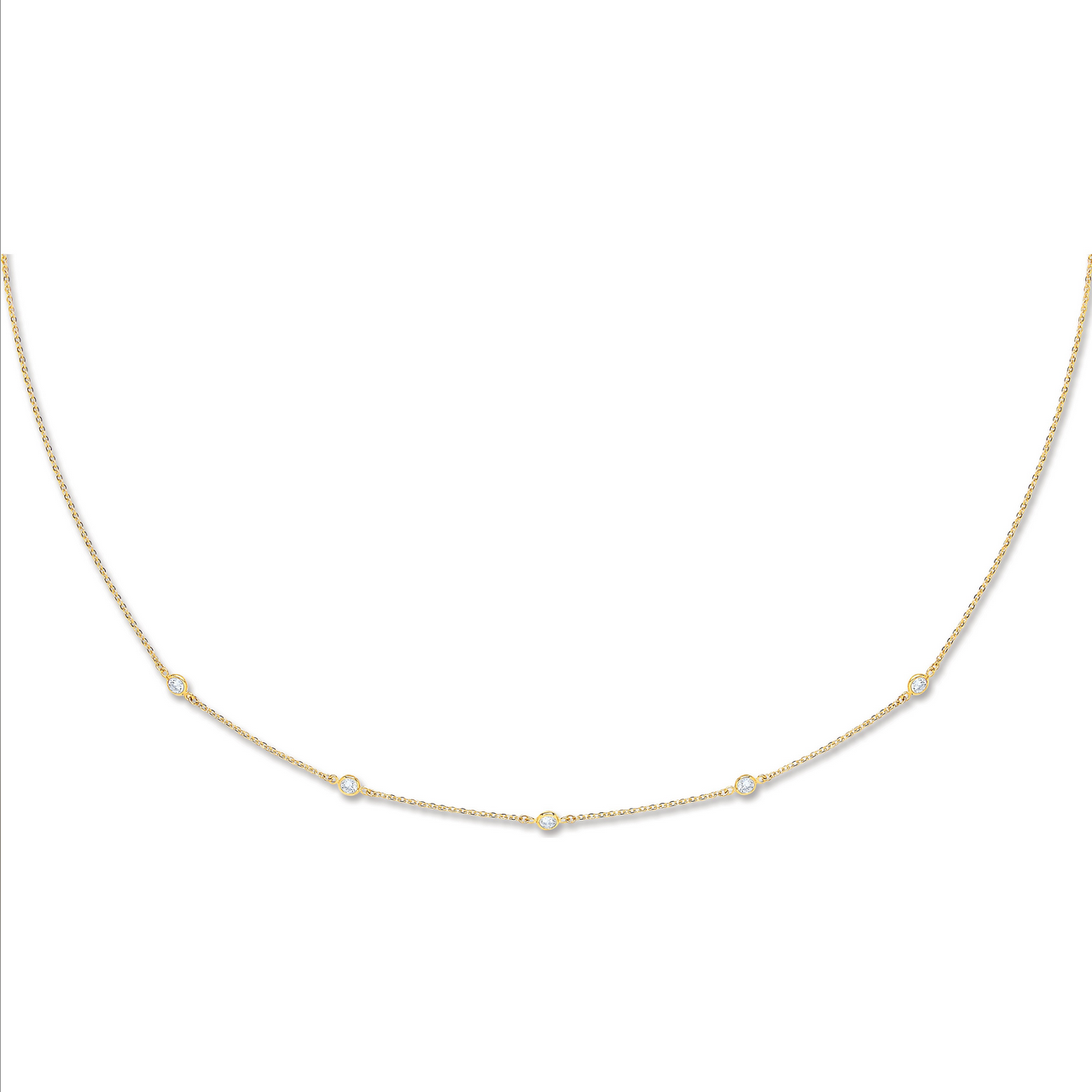 9ct Yellow Gold Cubic Zirconia Necklace 18 Inches / 45cm (0531)