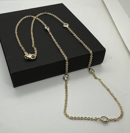 9ct Yellow Gold Cubic Zirconia Necklace 18 Inches / 45cm (0531)