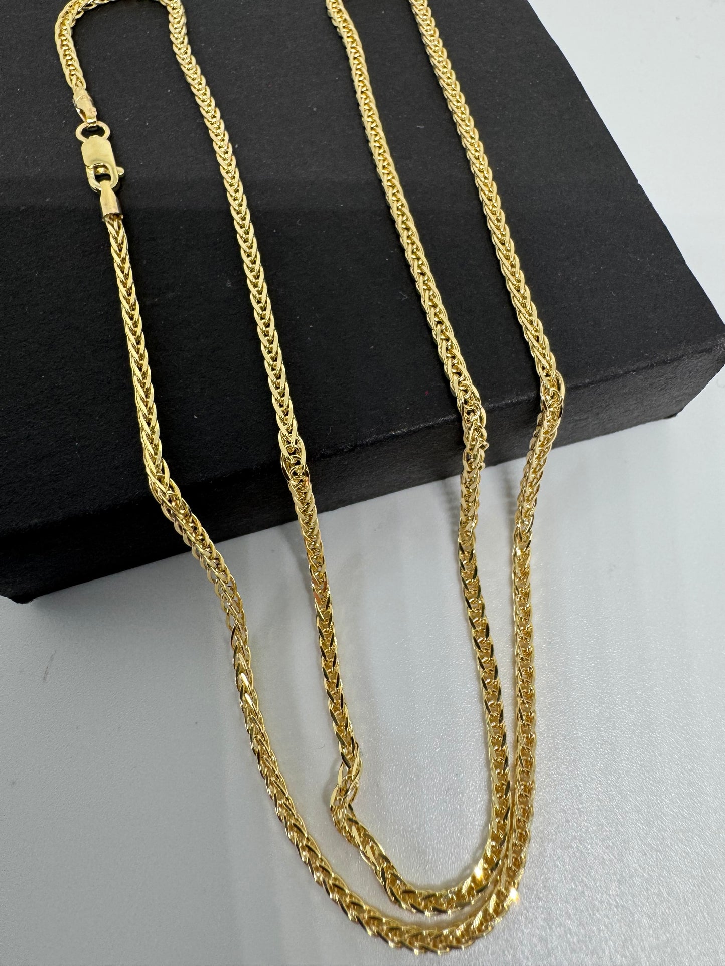 9ct Yellow Gold 2mm Diamond Cut Square Spiga Chain Various Lengths (0537)