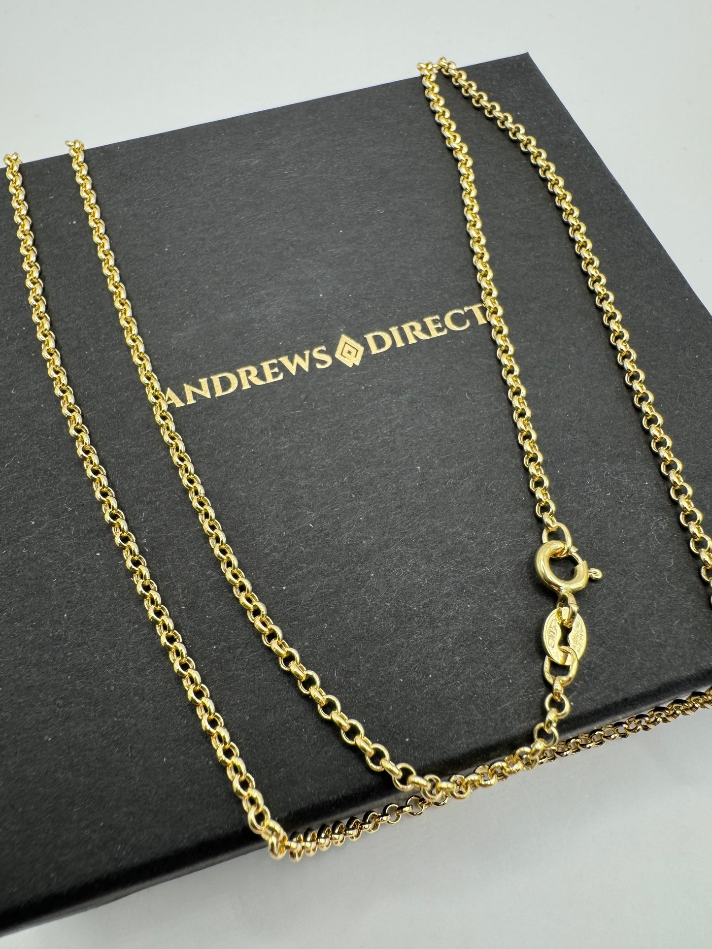 9ct Yellow Gold 2mm Round Hollow Belcher Link Chain (0583)