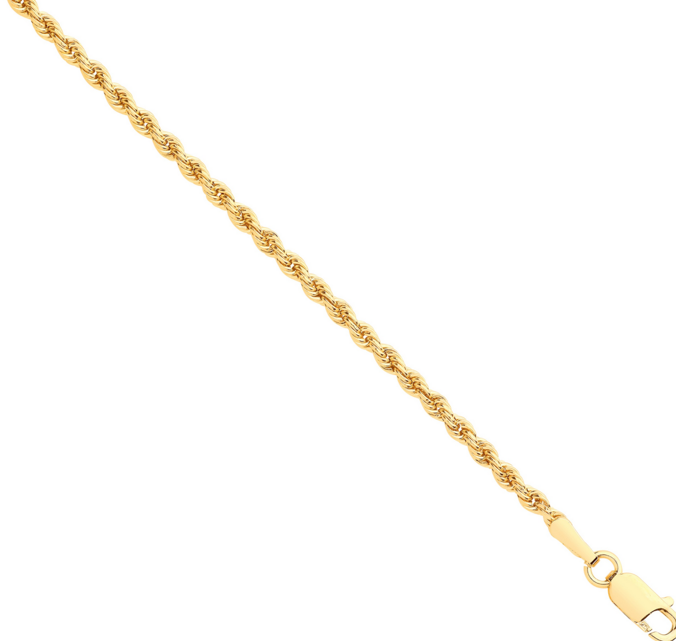 9ct Yellow Gold 2mm Hollow Rope Chain Various Lengths (0626)